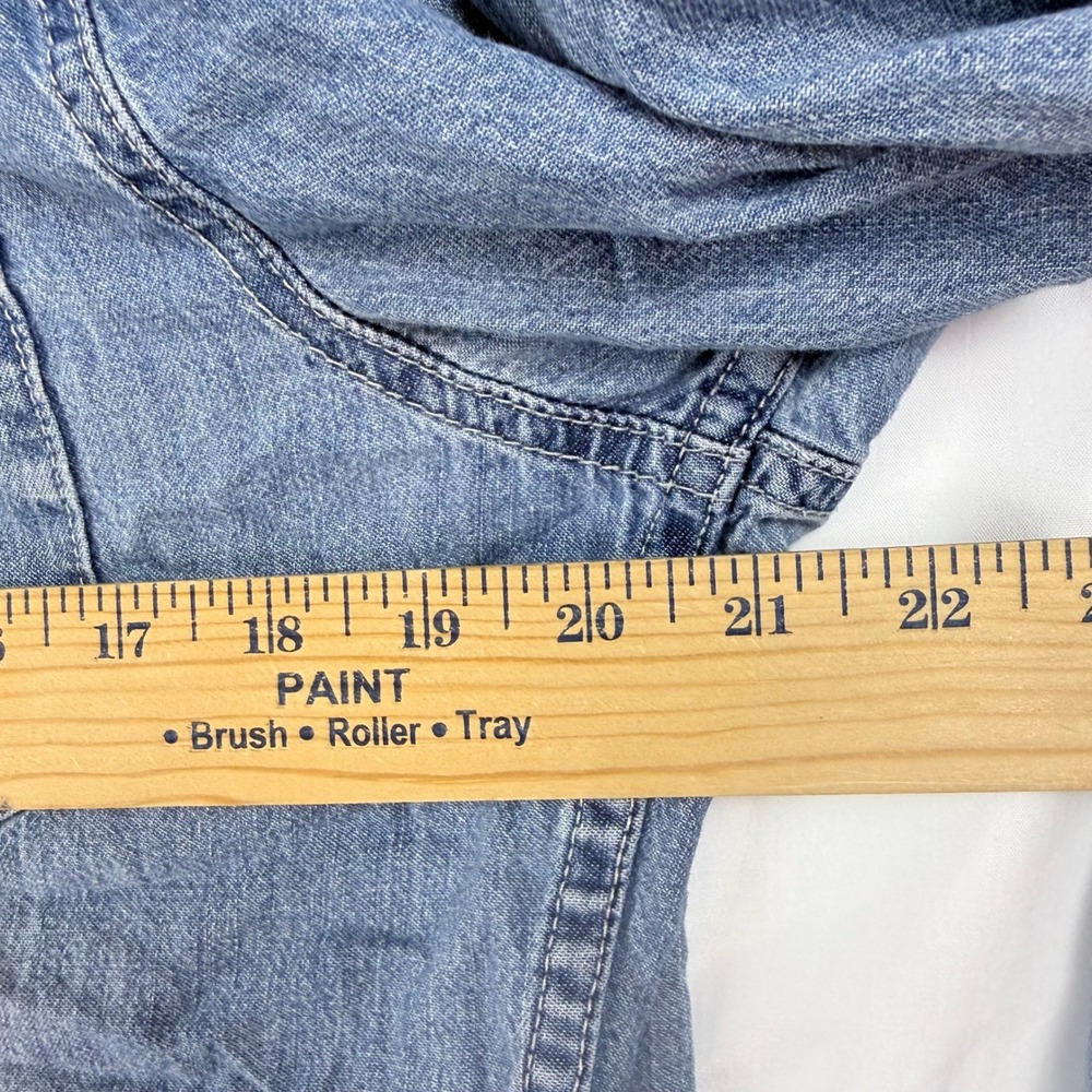 H&M Denim Shirt Mens Large Light Wash Western Snap Front Cowboy Americana Rugged - Picture 11 of 12